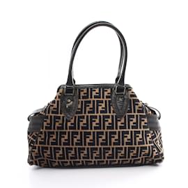 Fendi-Fendi Zucca Handbag-Black,Beige