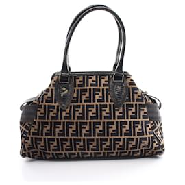 Fendi-Fendi Zucca Handbag-Black,Beige