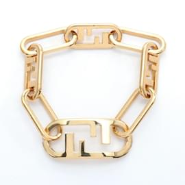 Fendi-Fendi FF Orlock Gold Plated Charm Bracelet-Golden