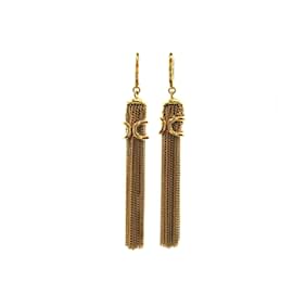 Céline-Celine Trifonne Gold Plated Drop Earrings-Golden