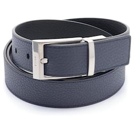 Bally-Bally Men's Navy Leather Belt-Navy blue