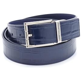 Bally-BALLY Men's Navy Leather Belt-Navy blue