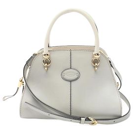 Bolsa de couro cinza e branco Tod's Marrom Branco