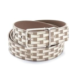 Bally-Bally Pennant Leather Belt-Brown,White