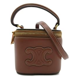 Céline-Bolsa de ombro em couro de bezerro Celine-Marrom