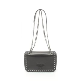 Prada-Bolsa de ombro em couro brilhante Prada-Preto