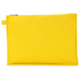 Hermès-Hermès Yellow Canvas Bora Bora Zip Pouch-Yellow