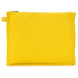 Hermès-Pochette zippée Bora Bora en toile jaune Hermès-Jaune