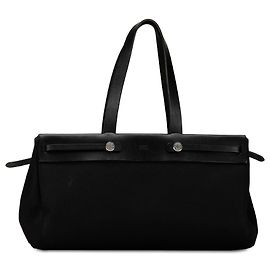 Hermès Bolsa Cabas MM en Lona Negra Herbag Negro