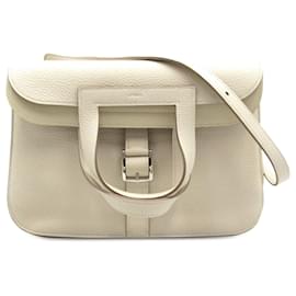 Hermès-Hermès Halzan 31 en Taurillon Clemence blanc-Blanc,Écru