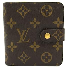 Louis Vuitton-Portefeuille bi-fold compact à zip Louis Vuitton-Marron