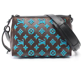 Louis Vuitton-Sac à épaule tufté Monogram Triangle Louis Vuitton-Marron,Bleu