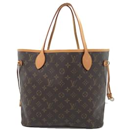 Louis Vuitton-Louis Vuitton Neverfull MM Tote Bag-Brown,Beige