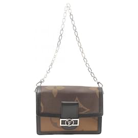 Louis Vuitton-Louis Vuitton Dauphine MM Monogram Giant Shoulder Bag-Brown,Black