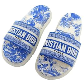 Dior-NUEVAS MULES DIOR DWAY KCQ550TJU SANDALIAS 38.5 AZUL + CAJA DE ZAPATOS-Azul