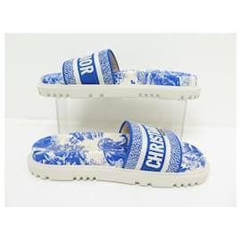 Dior-NUEVAS MULES DIOR DWAY KCQ550TJU SANDALIAS 38.5 AZUL + CAJA DE ZAPATOS-Azul