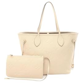 Louis Vuitton-Louis Vuitton Neverfull MM Monogram Empreinte Crème Tote Bag-Cream