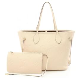 Louis Vuitton-Louis Vuitton Neverfull MM Monogram Empreinte Crème Tote Bag-Cream