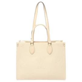 Louis Vuitton-Louis Vuitton On the Go MM Monogram Empreinte Tote Bag-Cream