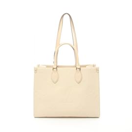 Louis Vuitton-Louis Vuitton On the Go MM Monogram Empreinte Tote Bag-Cream