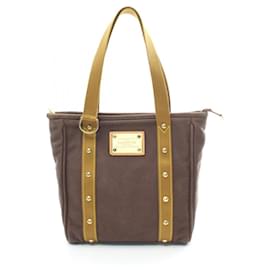 Louis Vuitton-Louis Vuitton Cabas MM Antigua Blanc Tote Bag-Brown,Khaki