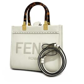 Fendi-Fendi Handtasche Sunshine Klein aus Leder in Weiß-Weiß