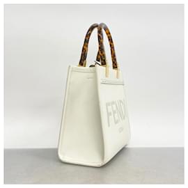 Fendi-Sac à main Fendi Sunshine en cuir blanc, petit modèle-Blanc