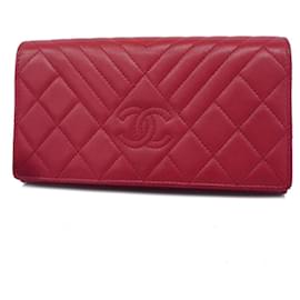 Chanel-Chanel Long Wallet in Red Caviar Leather-Red