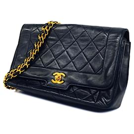 Chanel-Sac à épaule en agneau noir Chanel-Noir