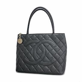 Chanel-Chanel Black Caviar Leather Tote Bag-Black