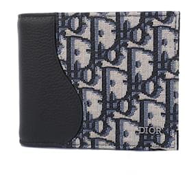 Christian Dior-Christian Dior Bi-Fold Wallet in Navy and Black-Black,Navy blue