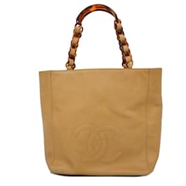 Chanel-Chanel Beige Caviar Leather Tote Bag-Beige