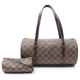 Louis Vuitton-Sac à main Louis Vuitton Papillon 30 Damier Ébène-Marron,Damier ebène