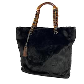 Chanel-Chanel Black Lapin Fur Tote Bag-Black