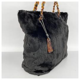 Chanel-Chanel Black Lapin Fur Tote Bag-Black