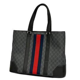 Gucci-Gucci Tote Bag GG Supreme Sherry Line-Braun,Schwarz