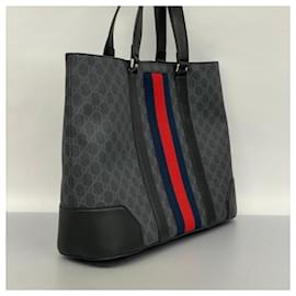 Gucci-Gucci Tote Bag GG Supreme Sherry Line-Braun,Schwarz