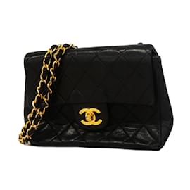 Chanel-Sac à épaule en agneau noir Chanel-Noir