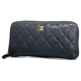 Chanel-Chanel Long Wallet in Black Caviar Leather-Black