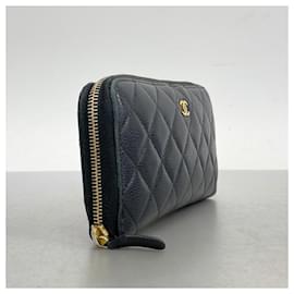 Chanel-Chanel Long Wallet in Black Caviar Leather-Black