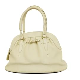 Christian Dior-Sac à main en cuir blanc Christian Dior-Blanc