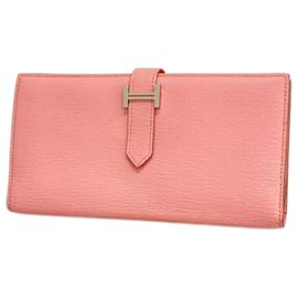 Hermès-Hermes Bearn Soufflet Langbörse in Rose Confetti-Pink