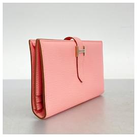 Hermès-Hermes Bearn Soufflet Langbörse in Rose Confetti-Pink