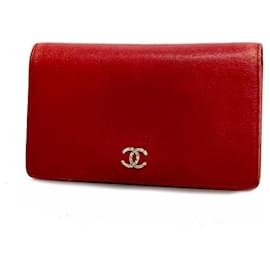 Chanel-Chanel Long Wallet in Red Caviar Leather-Red