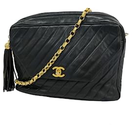 Chanel-Sac à épaule en agneau noir Chanel-Noir