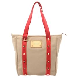 Louis Vuitton-Sac tote Antigua Louis Vuitton-Rouge,Beige