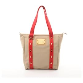 Louis Vuitton-Sac tote Antigua Louis Vuitton-Rouge,Beige