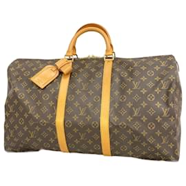 Louis Vuitton-Bolso Boston Keepall 55 Monograma Louis Vuitton-Castaño