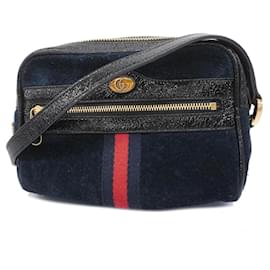 Gucci-Bolsa de ombro em couro camurça azul marinho Gucci-Azul marinho