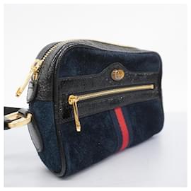 Gucci-Bolsa de ombro em couro camurça azul marinho Gucci-Azul marinho